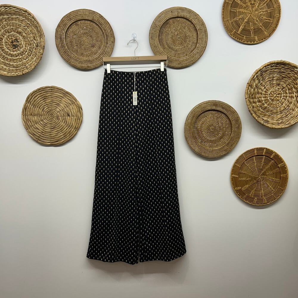 NEW Max Studio Pintuck Wide Leg Trouser Small Black Brown Knit Pull On Business - Picture 2 of 9
